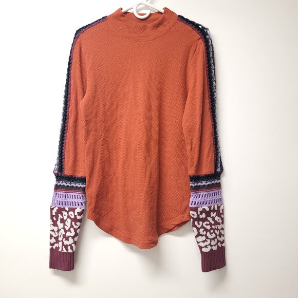 NWT Free People Switch It Up Cuff Thermal Washed Red Top Western Boho - Picture 2 of 11